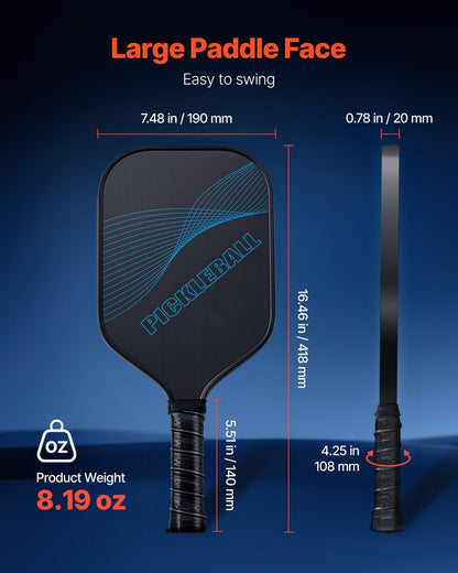 Pickleball Paddle, T700 Carbon Fiber Surface & Honeycomb Core, Pickleball Paddle