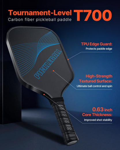 Pickleball Paddle, T700 Carbon Fiber Surface & Honeycomb Core, Pickleball Paddle